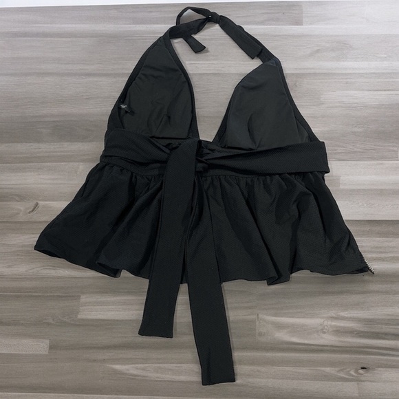 J. CREW - Swim Halter Peplum Tankini In Pique Black - Picture 4 of 10